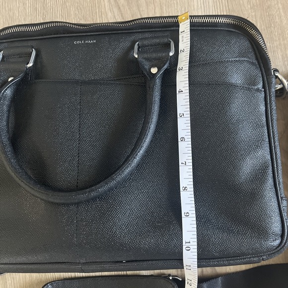 Cole Haan American Airlines Black Pebbled Leather Attache Brief Case Laptop Bag - Picture 12 of 13